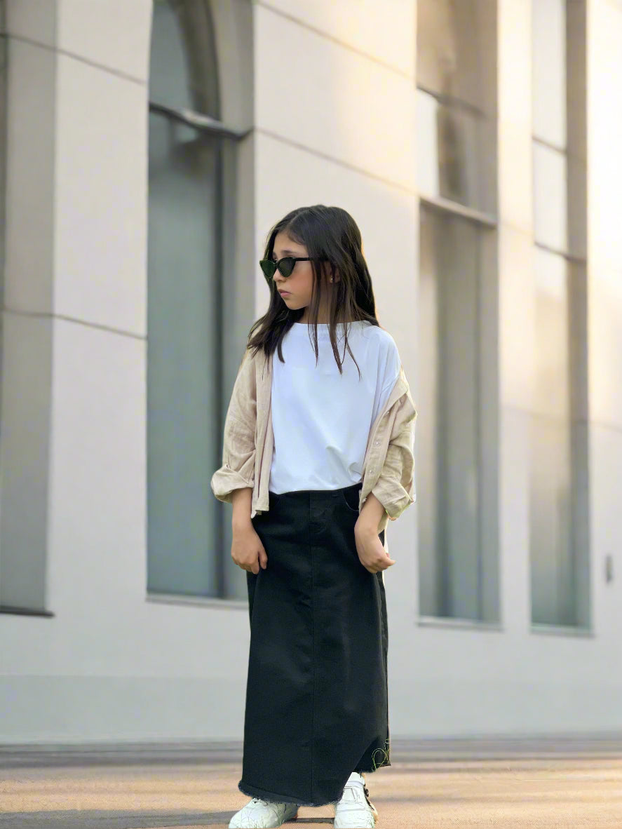 Jet Black | Denim Skirt | Ankle Length