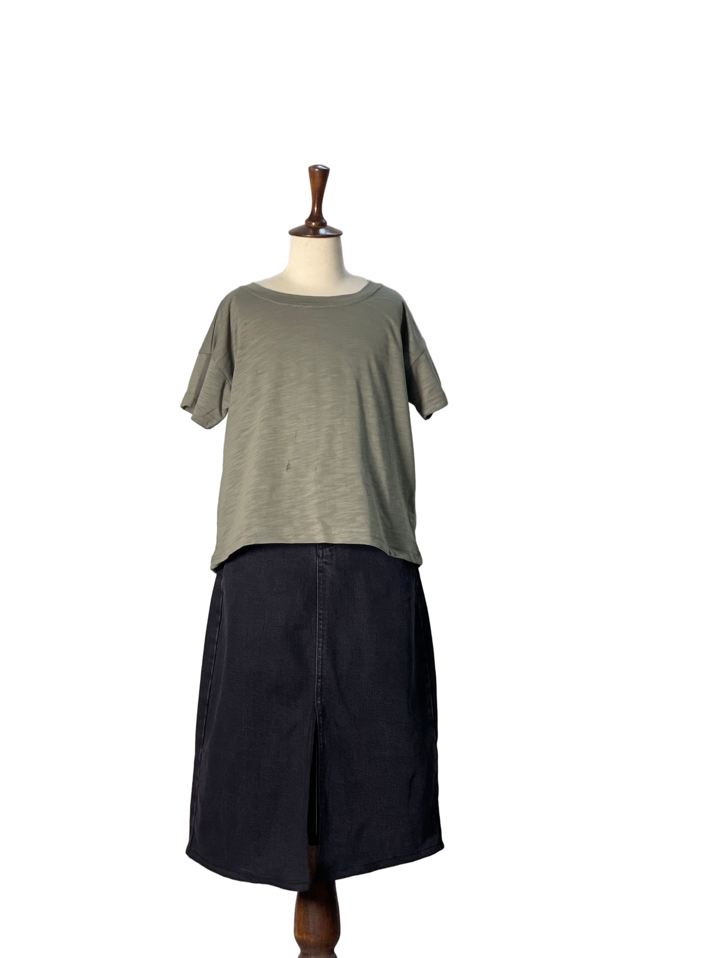 Stone Black | Denim Long Skirt