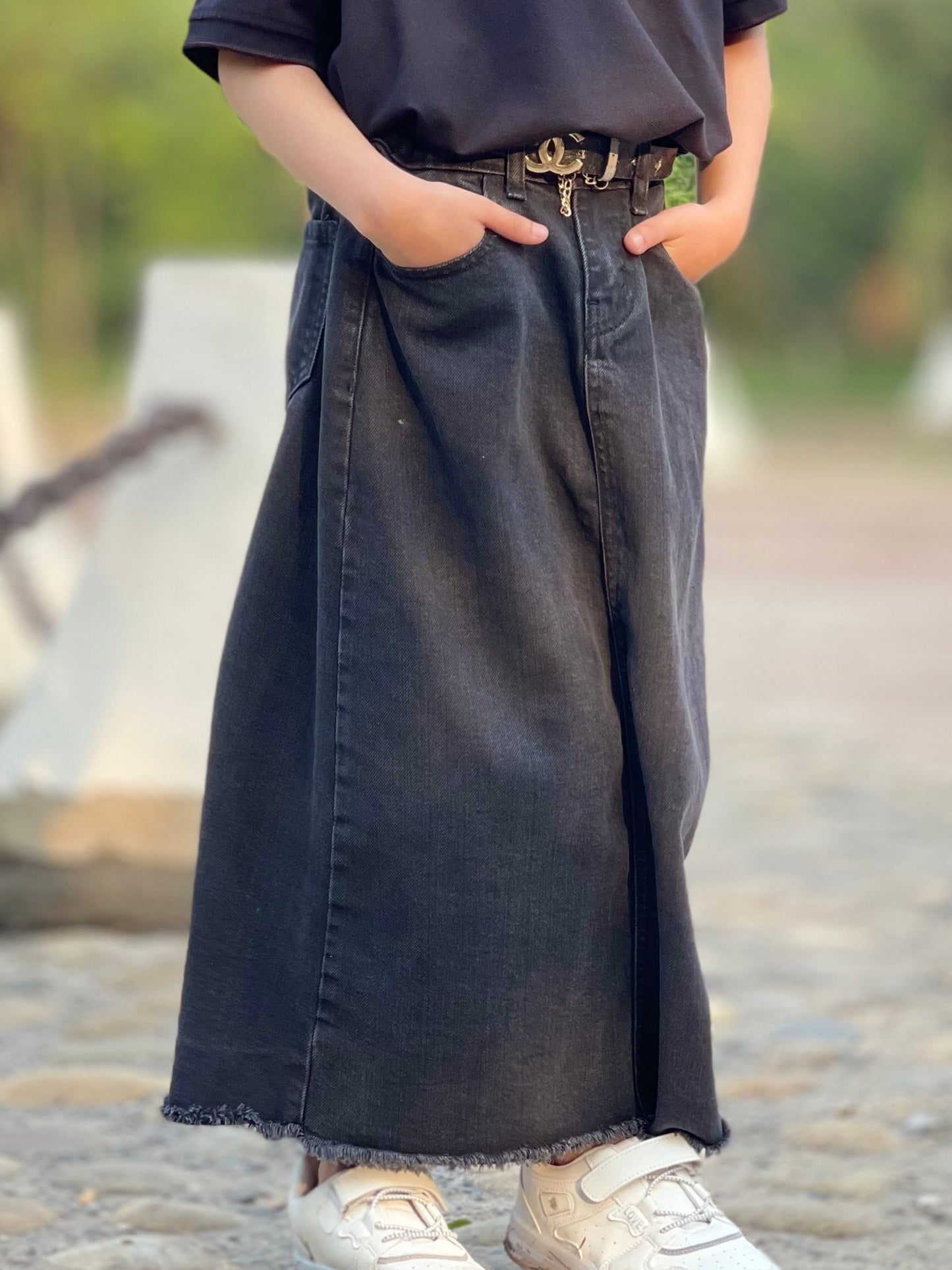 Jet Black | Denim Skirt | Ankle Length
