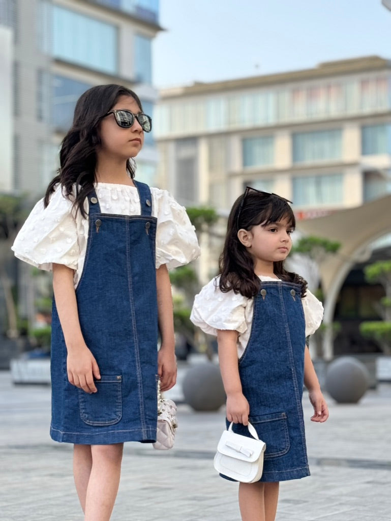 Denim Dungaree Skirt | Dark Wash