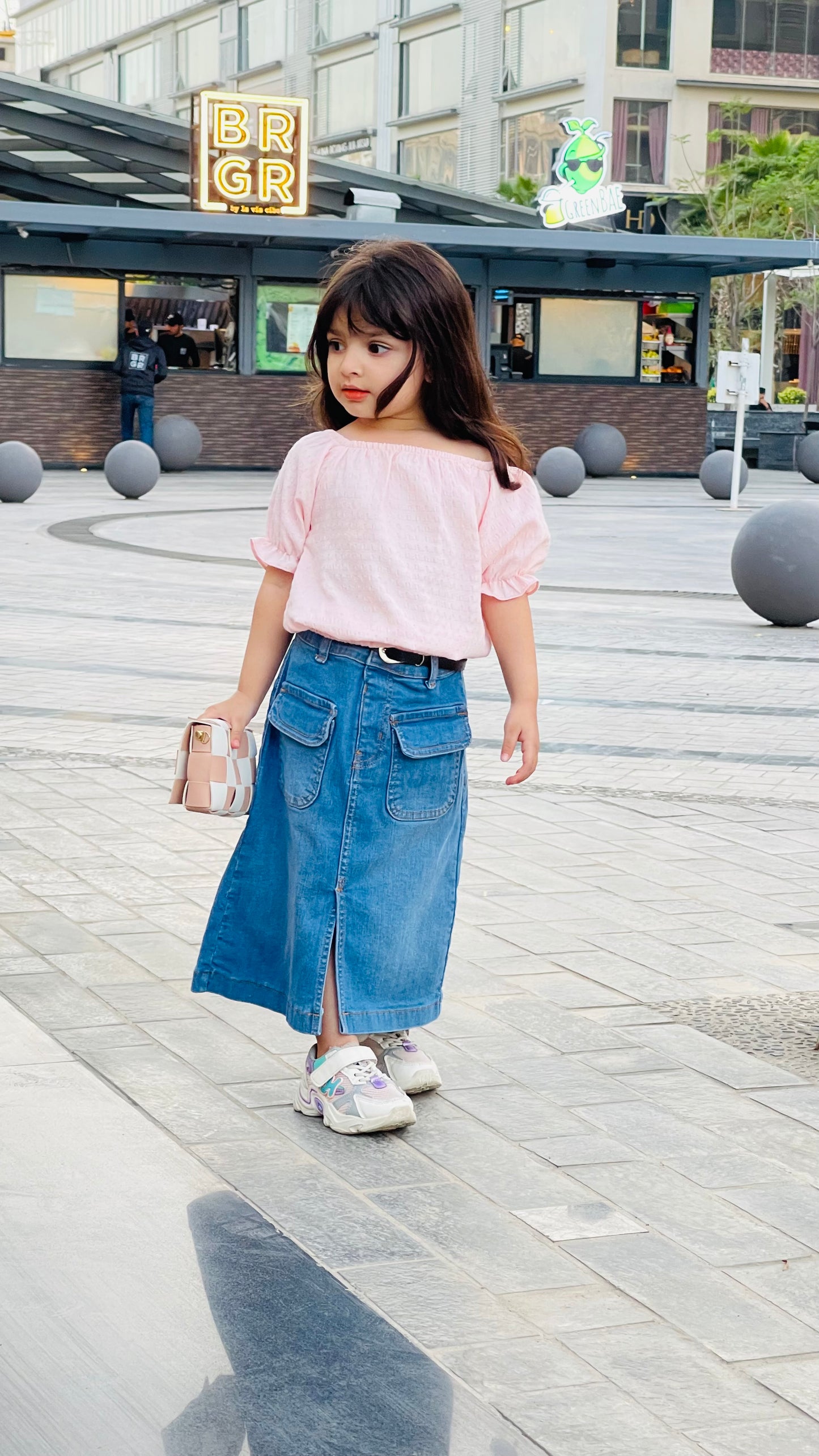 Denim Long Skirt | Light Wash