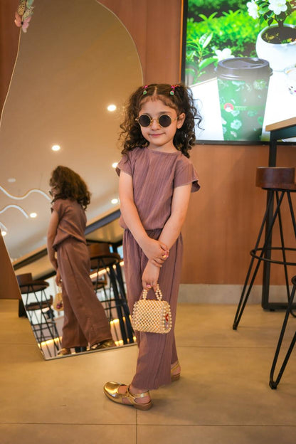 Crinkle Fabric Top and Trousers Set