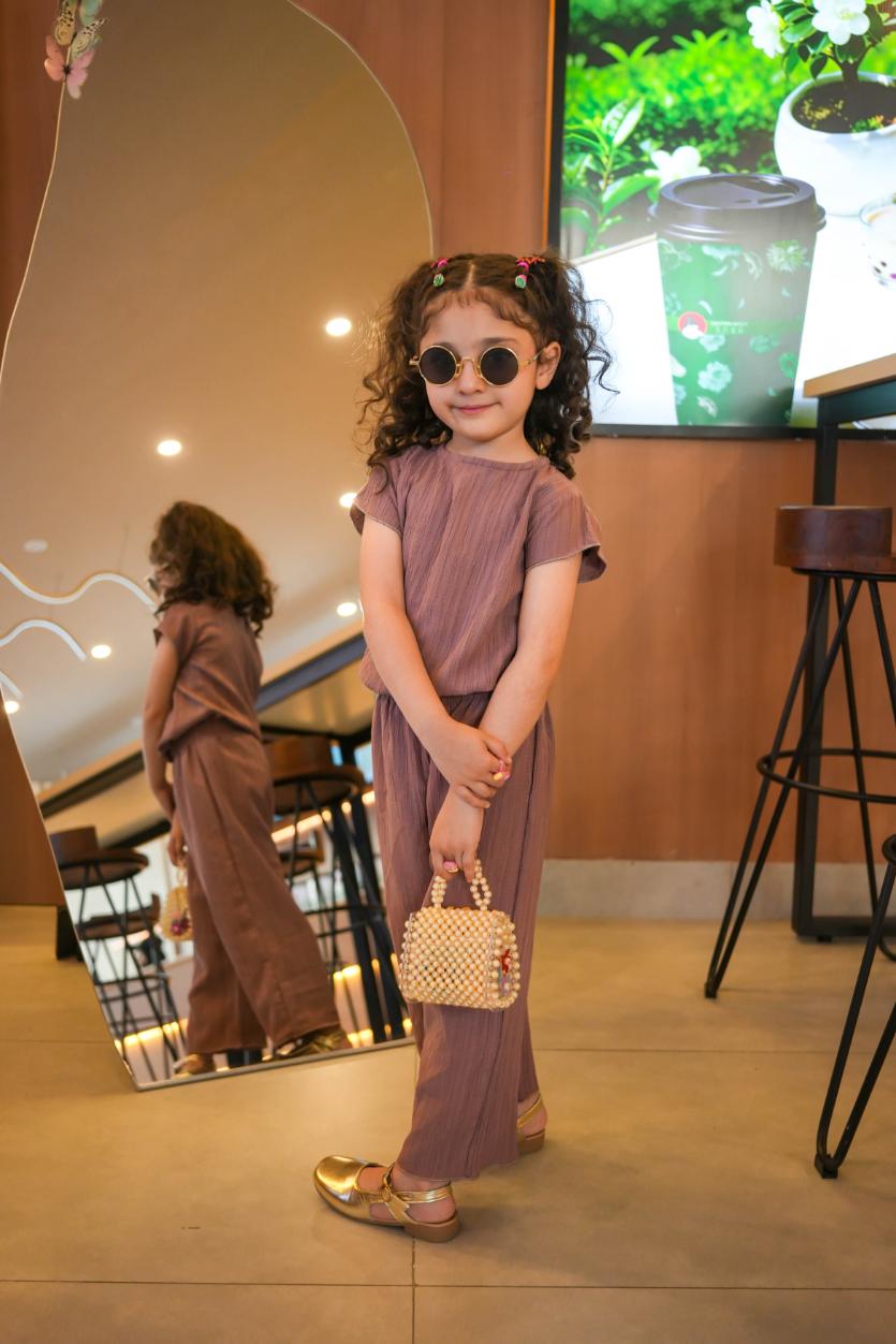 Crinkle Fabric Top and Trousers Set