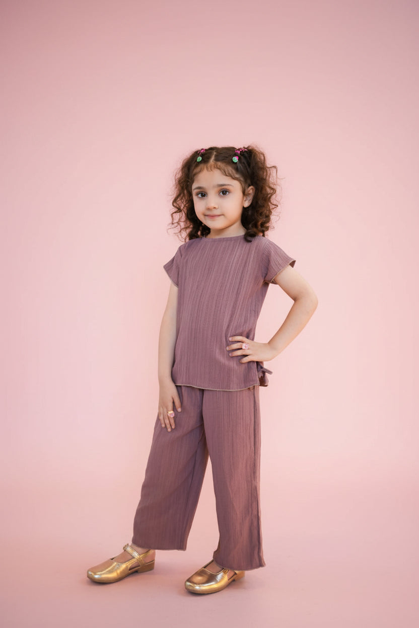 Crinkle Fabric Top and Trousers Set