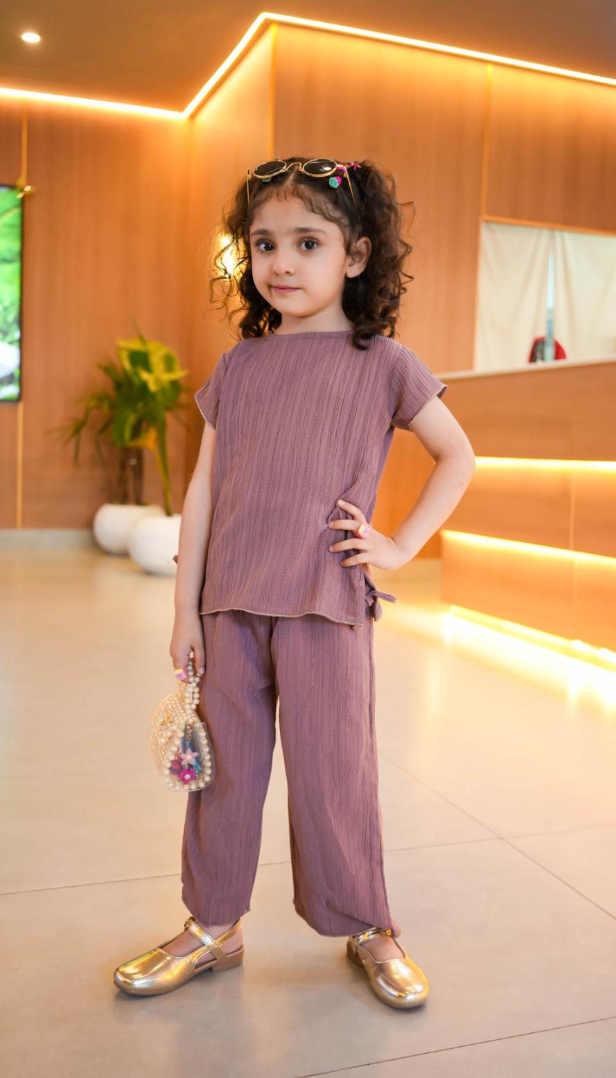 Crinkle Fabric Top and Trousers Set