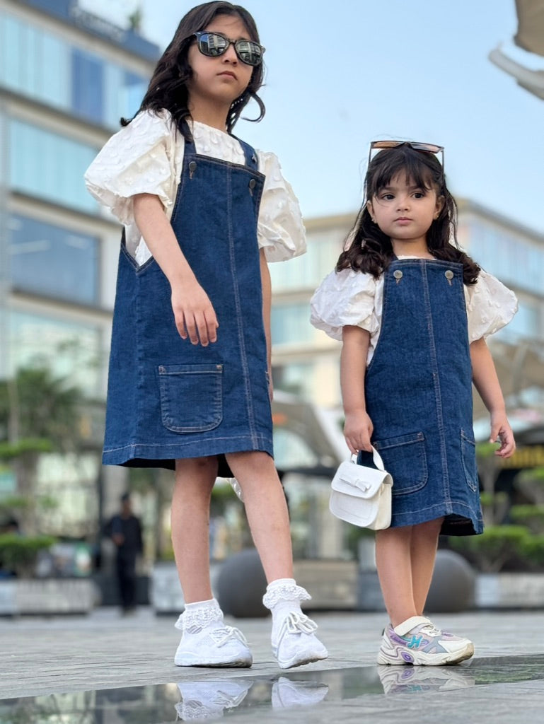 Denim Dungaree Skirt | Dark Wash