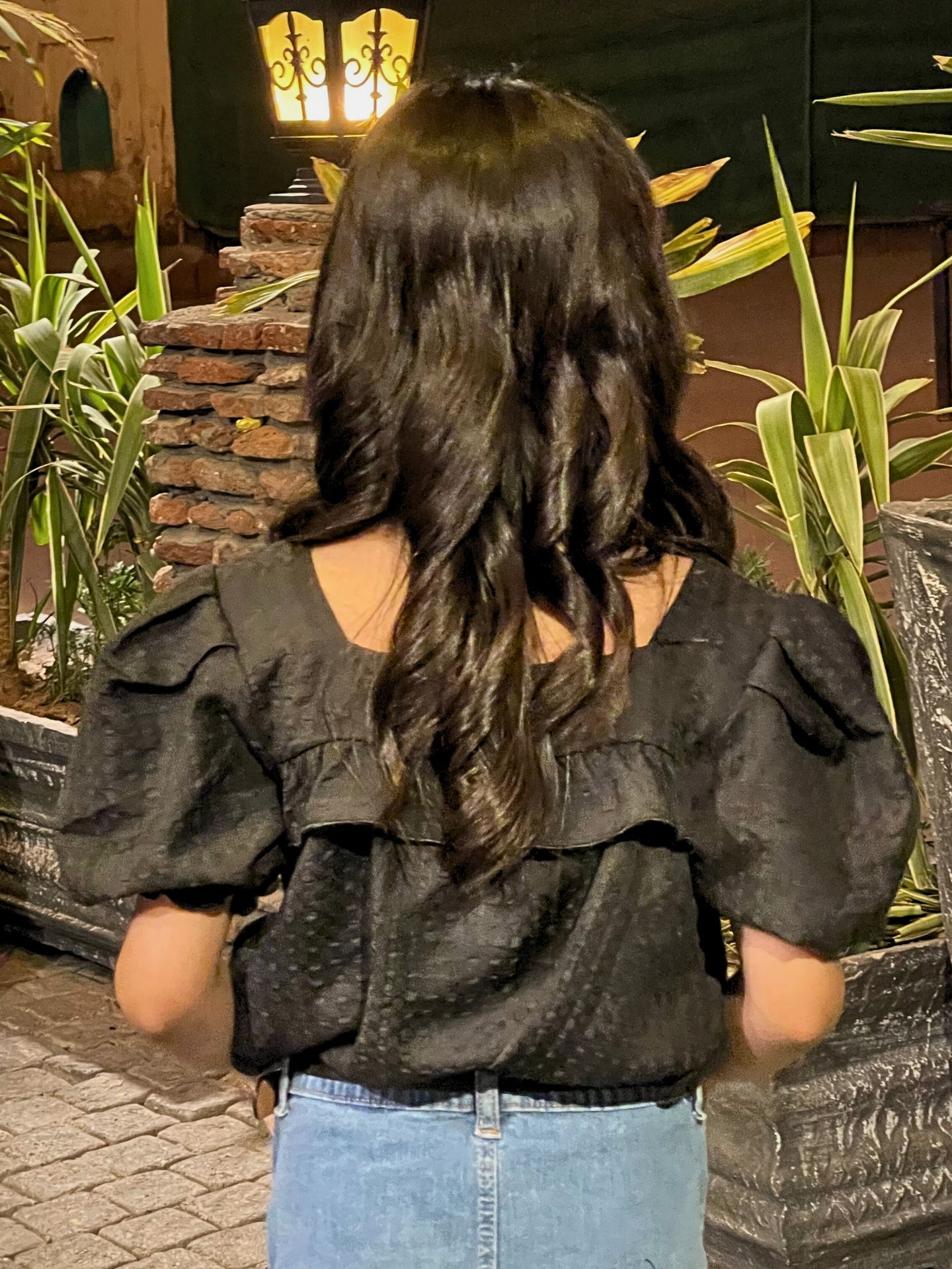 Black | Puff Sleeves Top