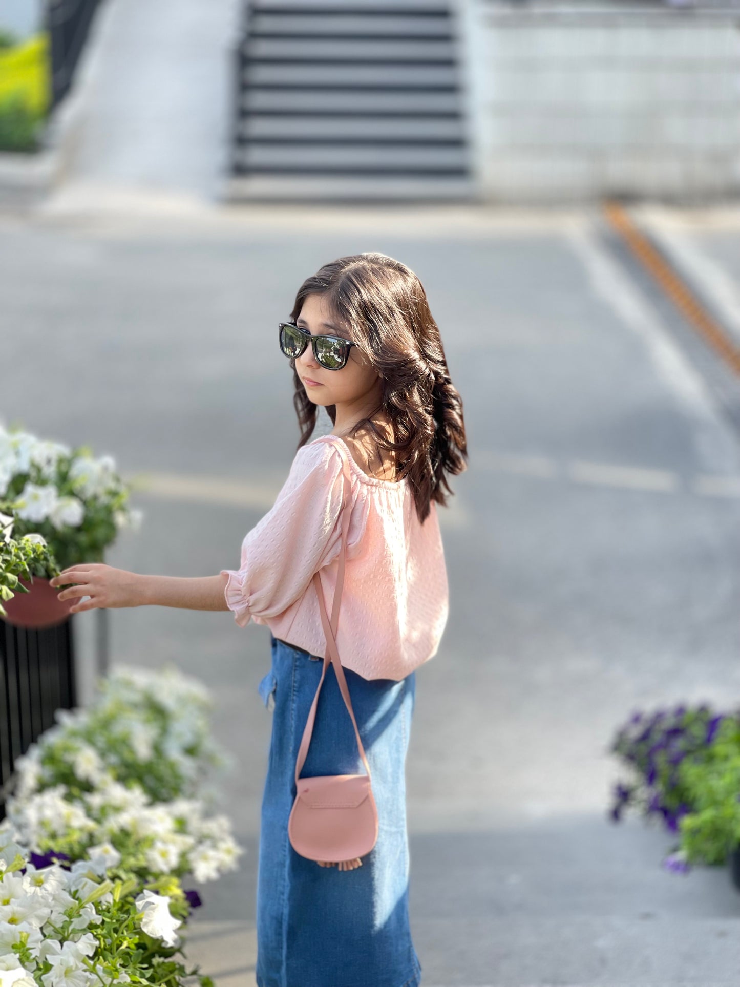 Denim Long Skirt | Light Wash