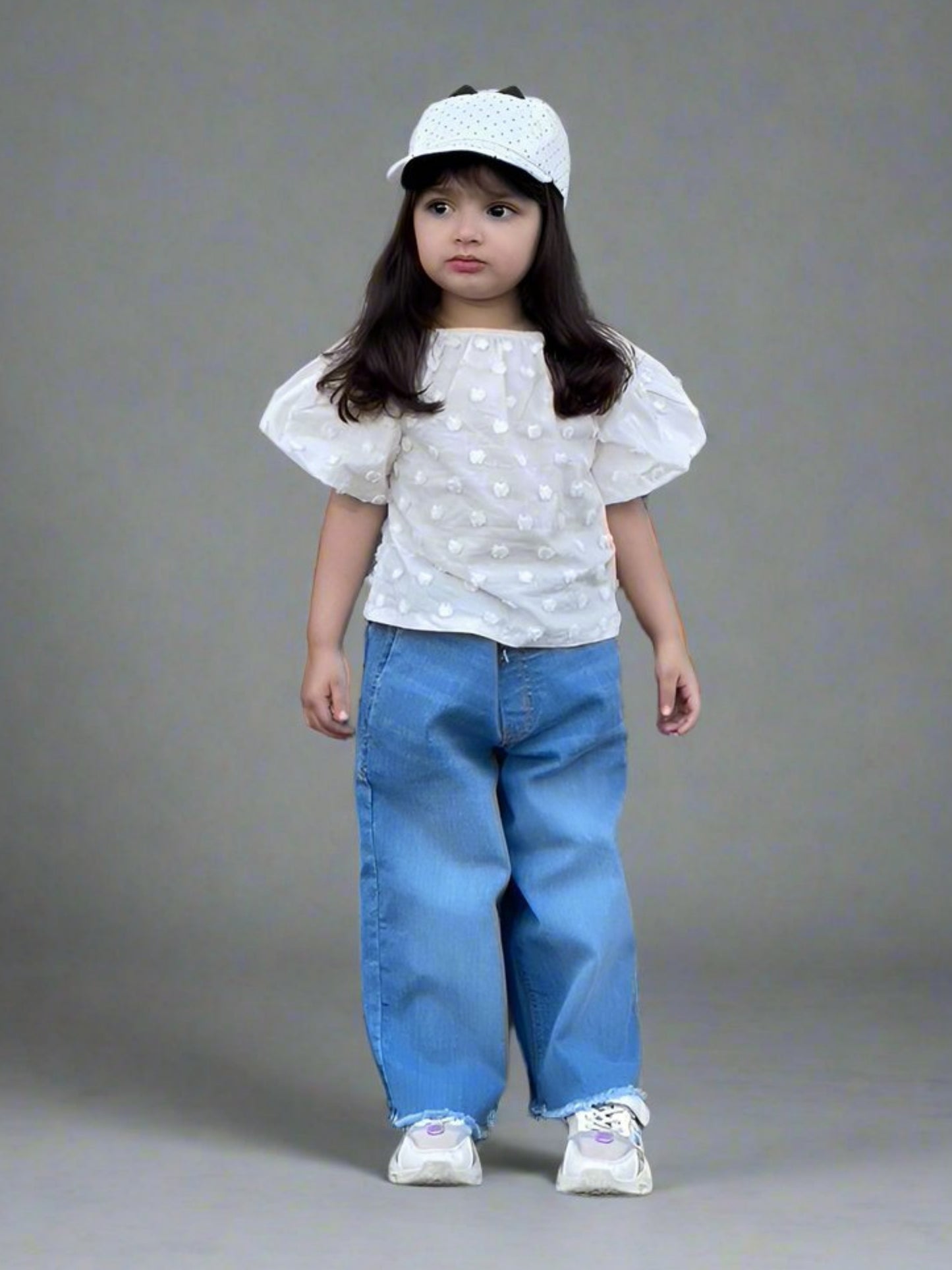 Denim Wide Leg Fray Pants | Light Wash