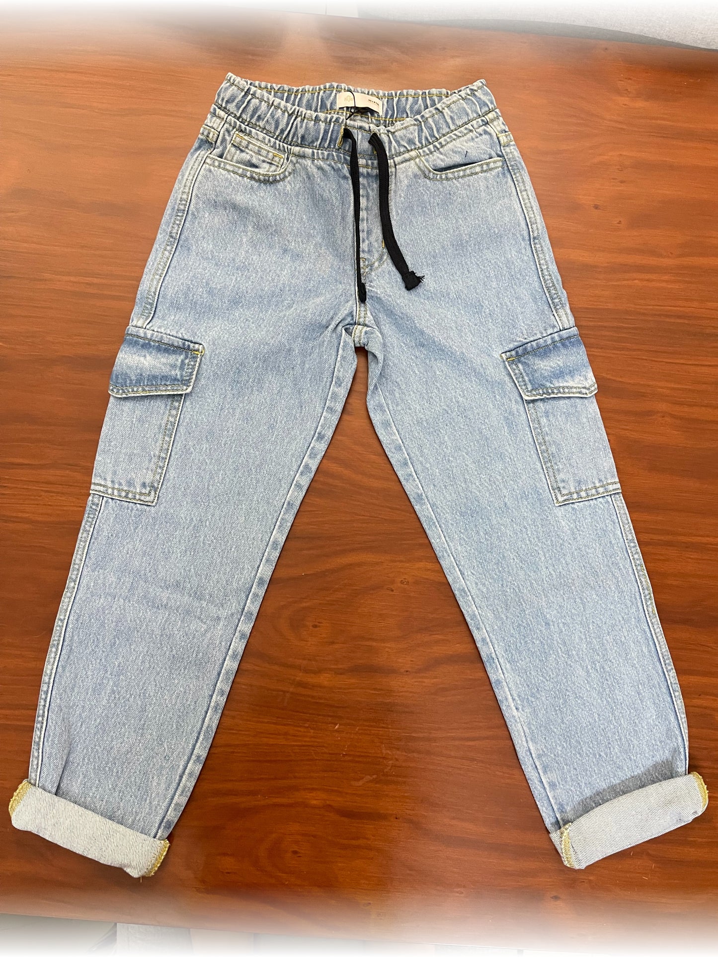 Denim Cargo Pants for kids | Light wash | Unisex