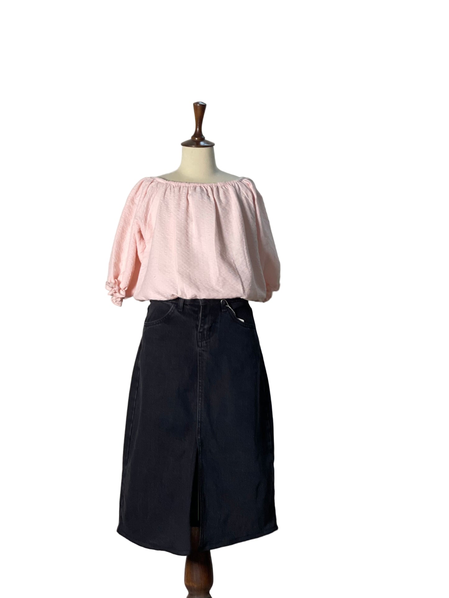 Stone Black | Denim Long Skirt