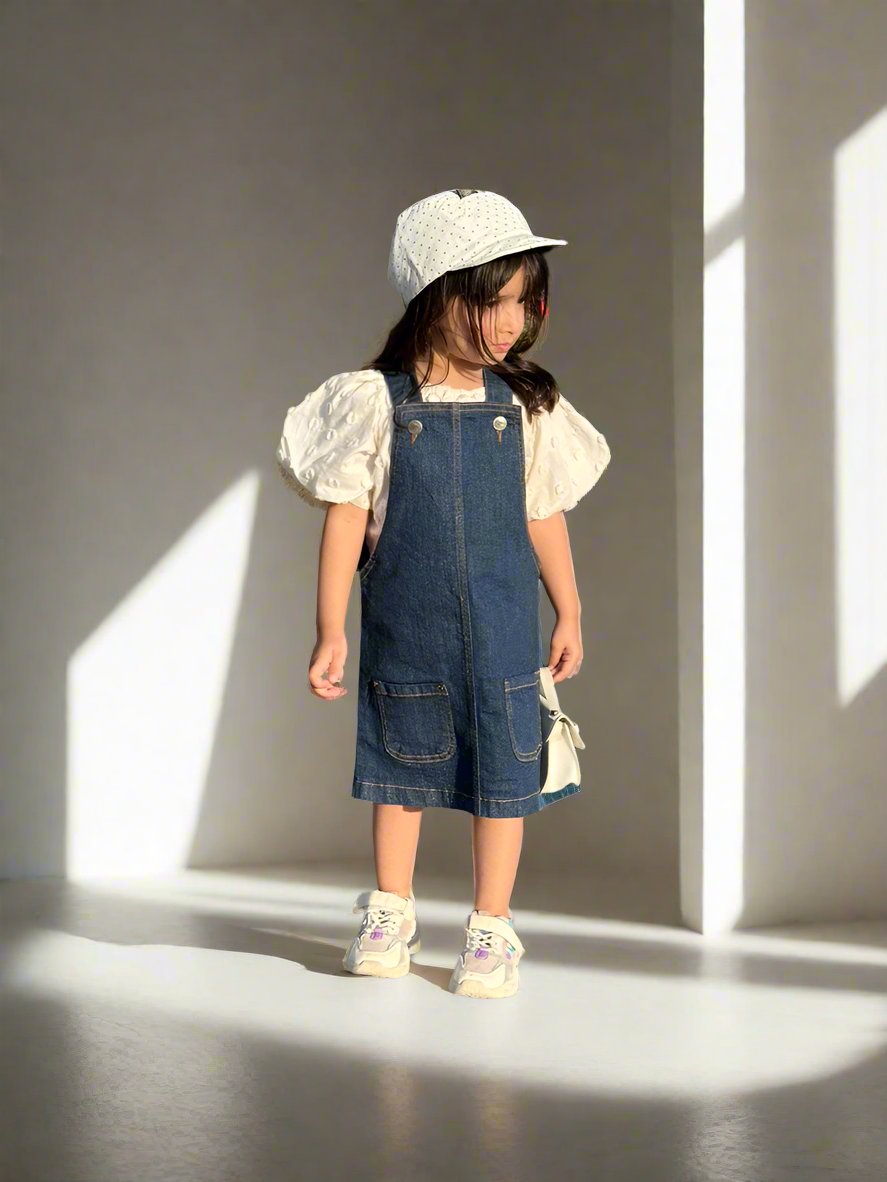 Denim Dungaree Skirt | Dark Wash