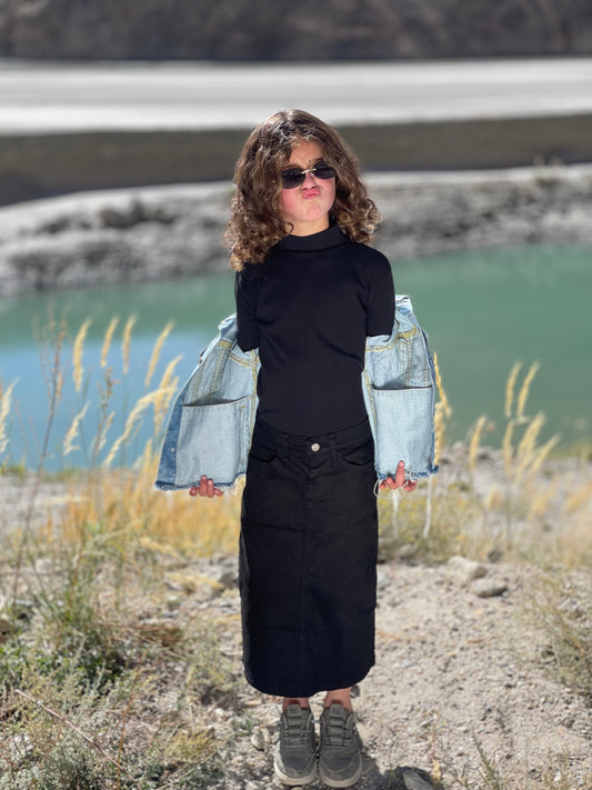 Jet Black | Denim Skirt | Ankle Length