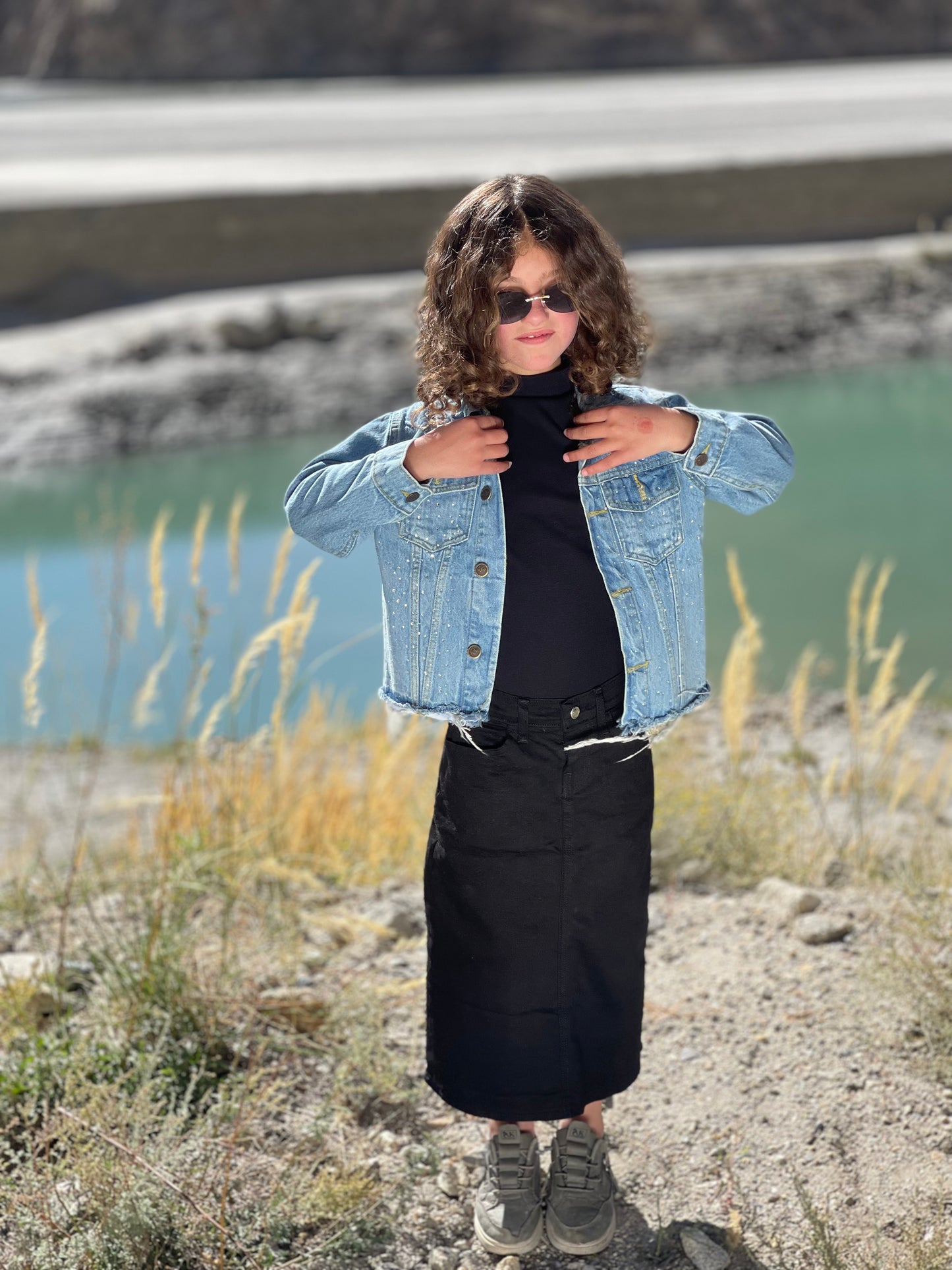 Denim Jacket with Rhinestone for Kids | Light wash | Unisex