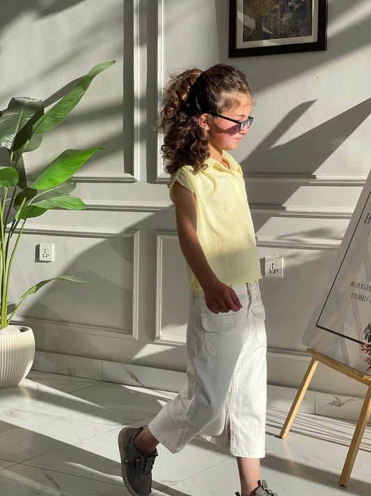 Denim Long Skirt | Optical White