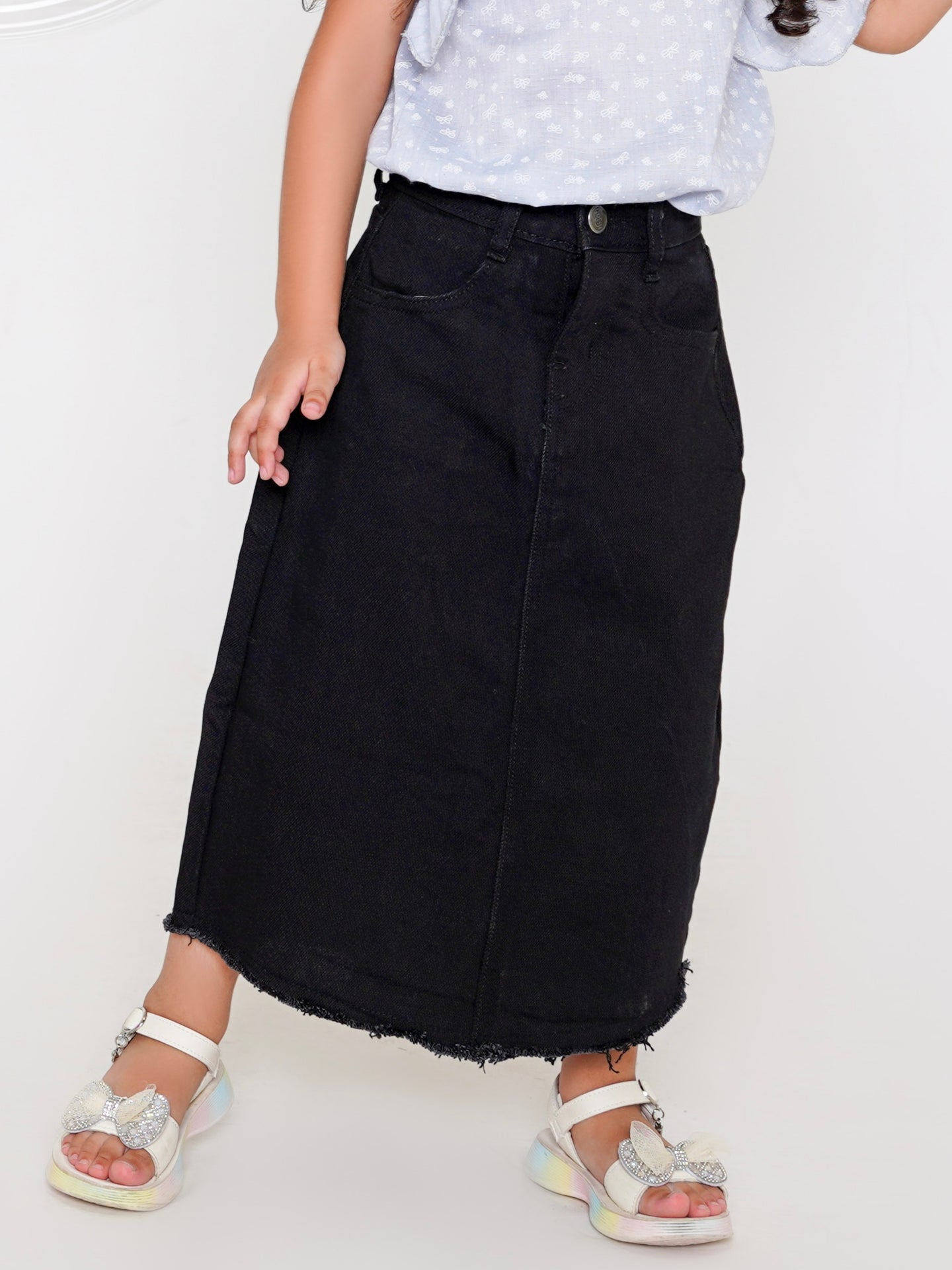 Jet Black | Denim Skirt | Ankle Length