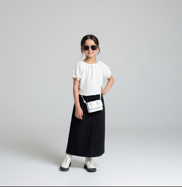 Jet Black Denim Skirt - Adult sizing