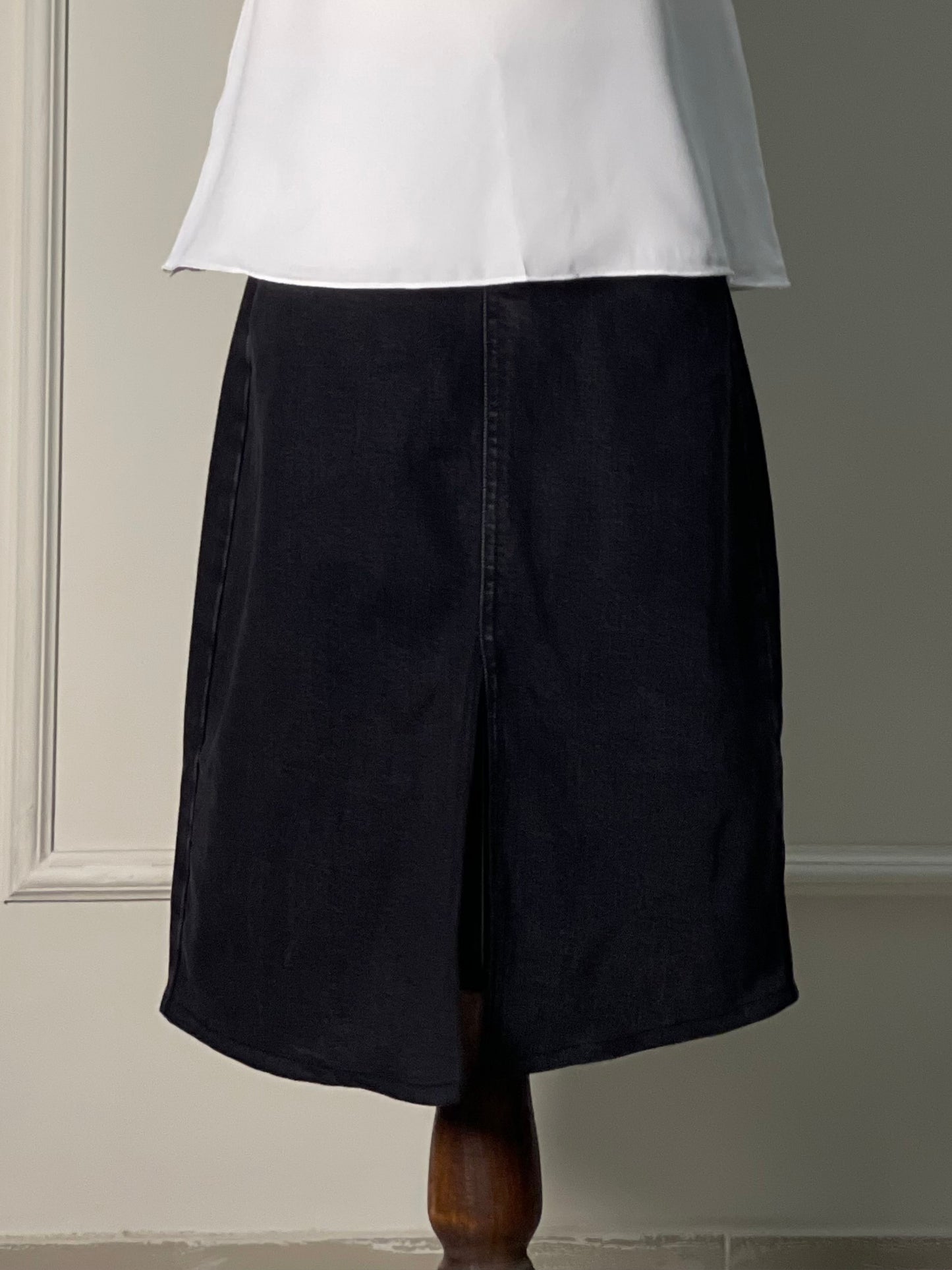 Stone Black | Denim Long Skirt