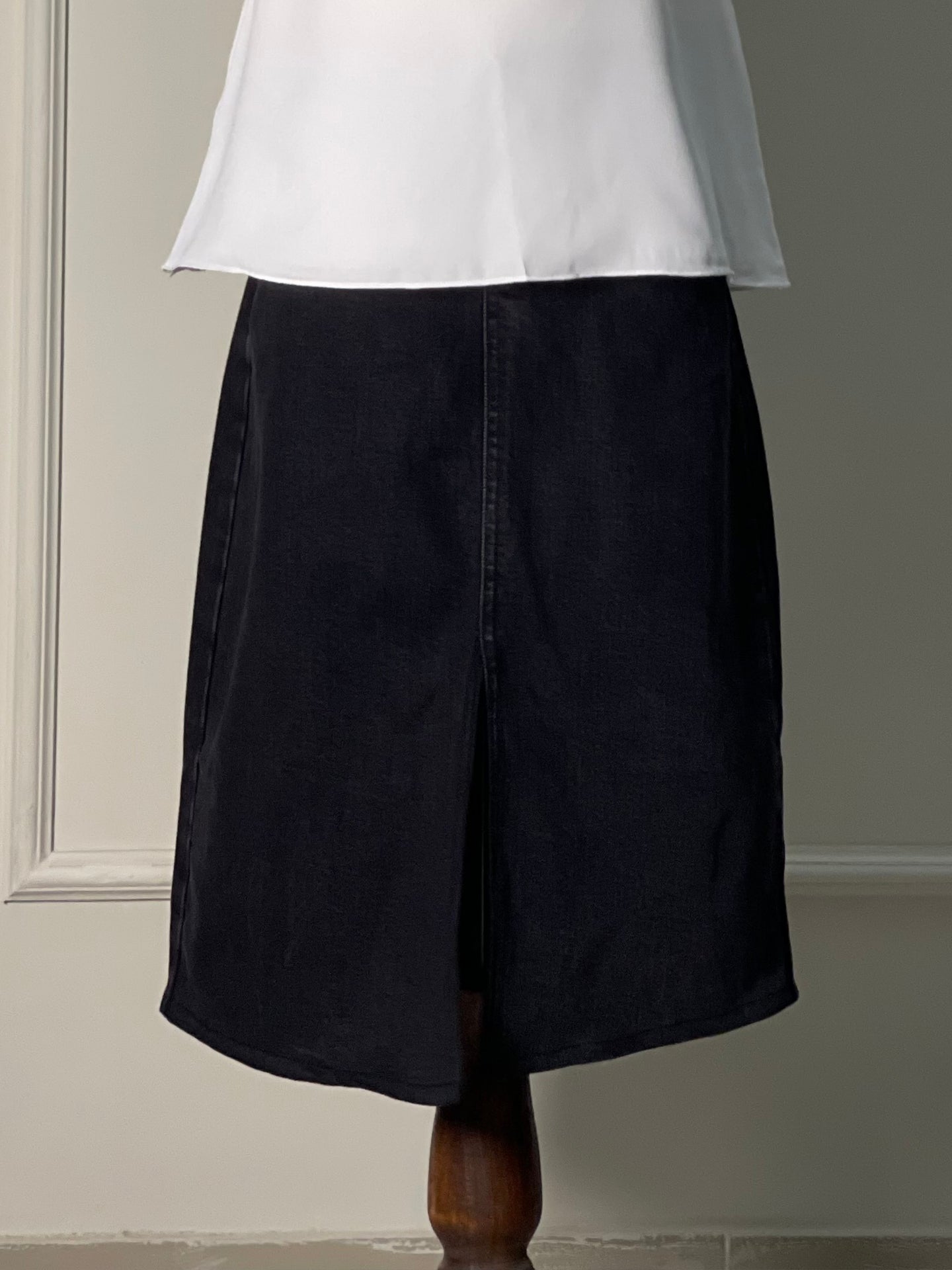 Stone Black | Denim Long Skirt