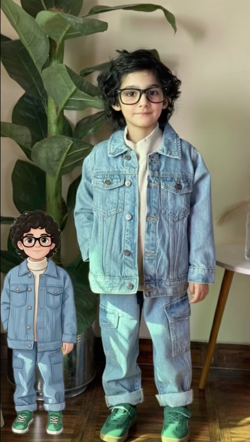 Denim Cargo Pants for kids | Light wash | Unisex