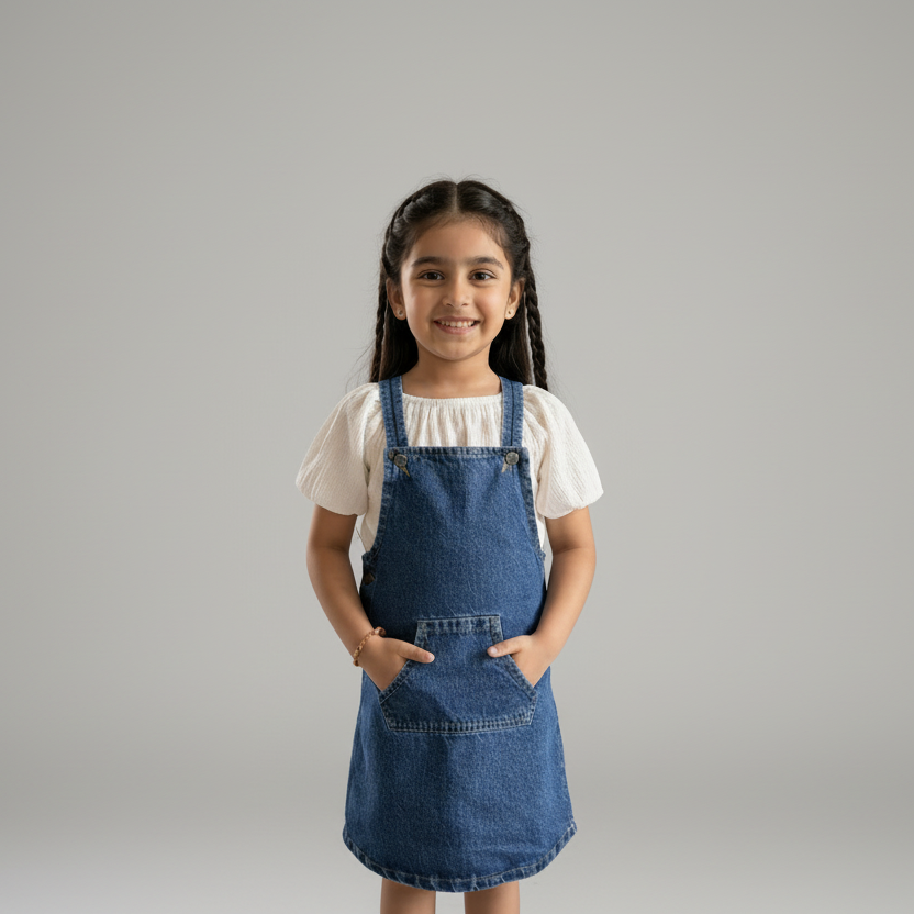 Denim Pinafore | Dark Blue