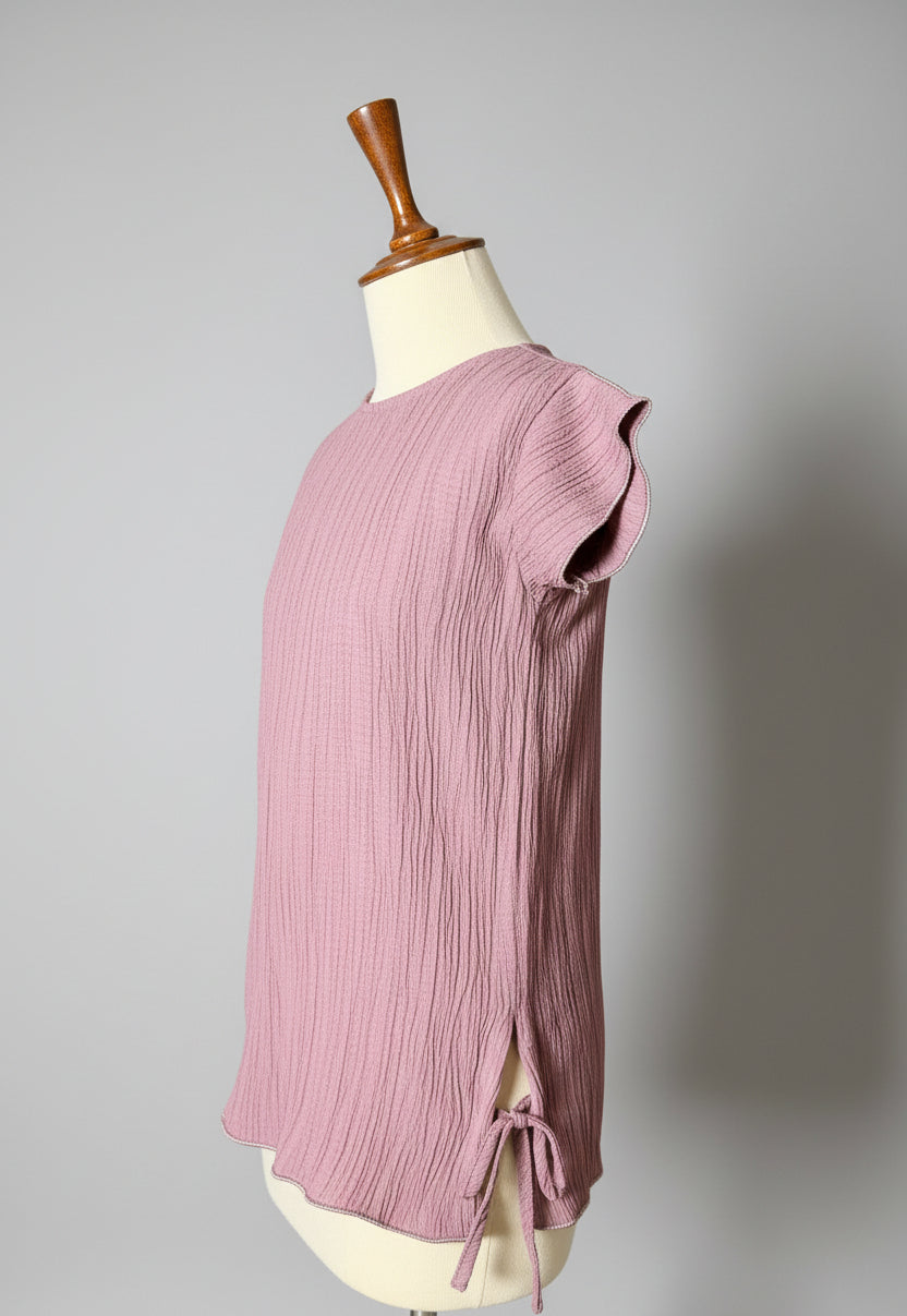 Crinkle Fabric Top and Trousers Set